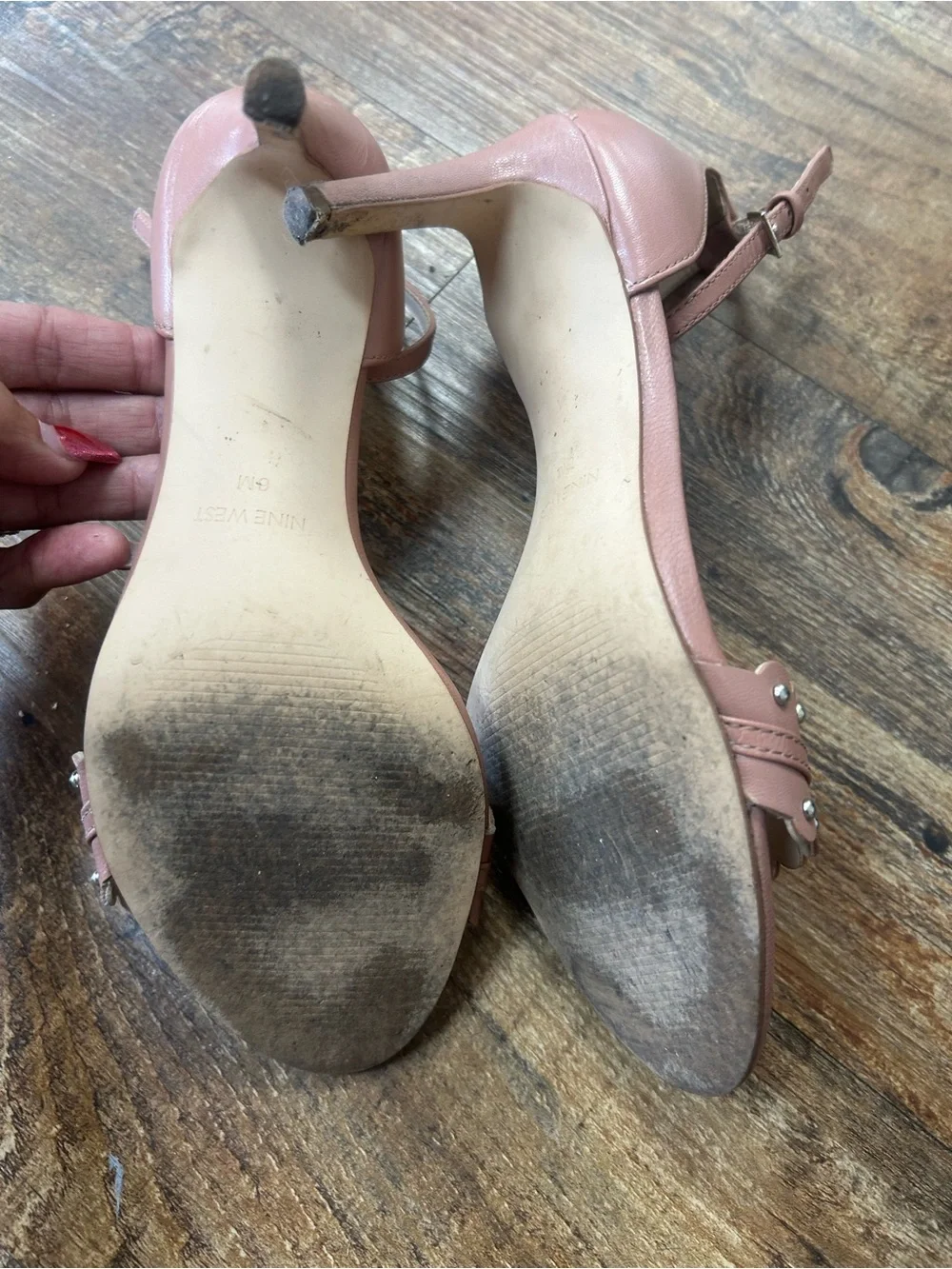 Nine West Dusty Pink Scalloped Ankle-Strap Heels
